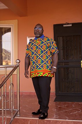 Mens Blue Kente Print Polo Shirt - Polo1348